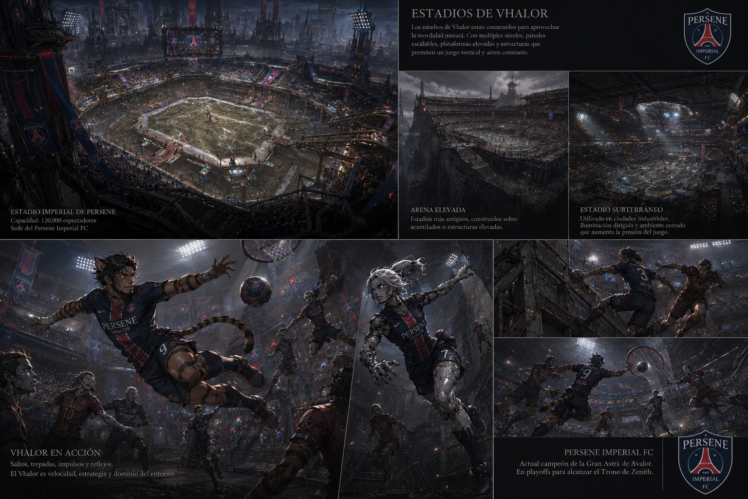Estadios de Vhalor y escenas de juego